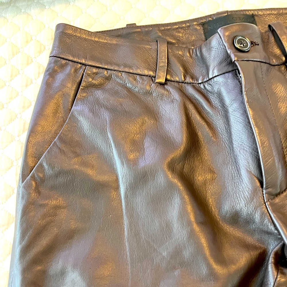 Brown leather pants by Nili Lotan.  Beautiful soft 100% lamb skin.
